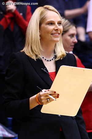 Maryland Head Coach Brenda Frese wearing a Team Tyler wristband printed by DWHoops  