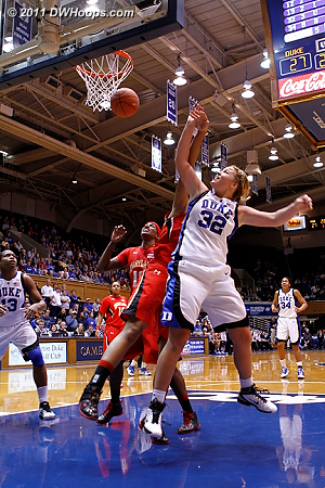 Liston fouled by Tchatchouang  - Duke Tags: #32 Tricia Liston 