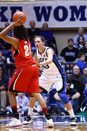 Haley Peters guards Maryland's Tianna Hawkins