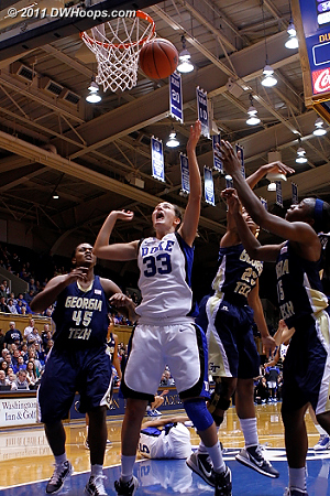 Haley Peters misses inside during a five minute Duke scoring drought.  - Duke Tags: #33 Haley Peters 