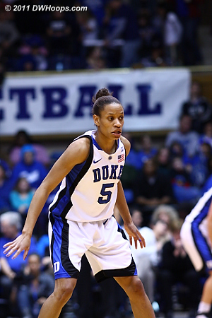 Jasmine Thomas twisted her right ankle early but returned at the 11:26 mark.  - Duke Tags: #5 Jasmine Thomas 