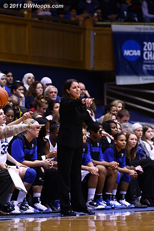 Coach P directs traffic as Duke looks for a defensive stop.