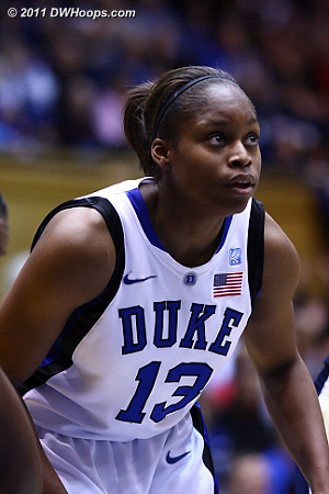 Karima on the blocks during a Duke free throw.  - Duke Tags: #13 Karima Christmas 