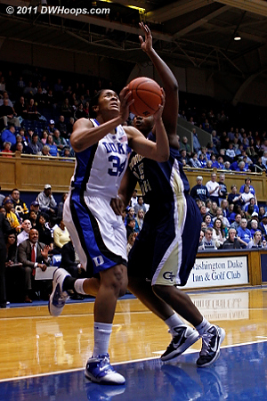 Krystal Thomas was fouled, giving Duke a 3-2 lead  - Duke Tags: #34 Krystal Thomas 