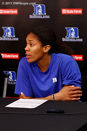 Krystal in the media room  - Duke Tags: #34 Krystal Thomas 