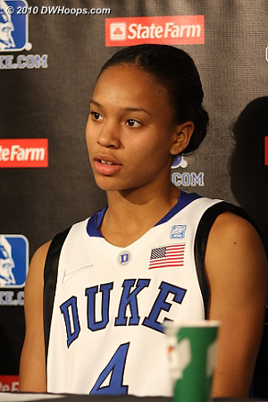 Chloe Wells in the media room, her first game as a Blue Devil was a good one.  - Duke Tags: #4 Chloe Wells 