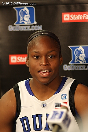 Karima Christmas led all scorers with 20 points.  Getting to the line 12 times helped Duke not only in the points column, it also put BYU starters on the bench with foul trouble.  - Duke Tags: #13 Karima Christmas 