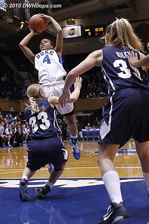 Chloe Wells had a shaky shart, taking shots with a high degree of difficulty like this one before she found a groove.  - Duke Tags: #4 Chloe Wells 