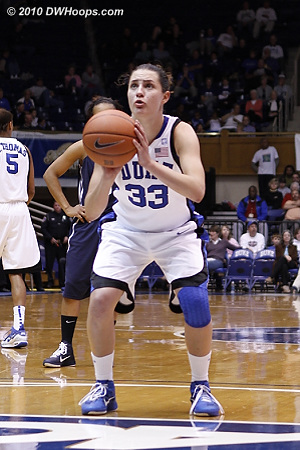 Haley Peters scored her first points as a Blue Devil from the line.  - Duke Tags: #33 Haley Peters 