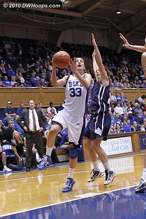 Haley Peters calmly took the ball coast-to-coast to score just before the first half clock expired.  - Duke Tags: #33 Haley Peters 