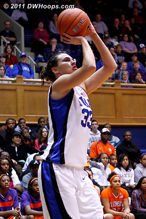Haley Peters gets into the scoring act with a baseline jumper, Duke leads 25-7.  - Duke Tags: #33 Haley Peters 