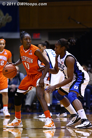 Karima Christmas fouls Clemson's Kirstyn Wright.  Yes, this is a foul.  