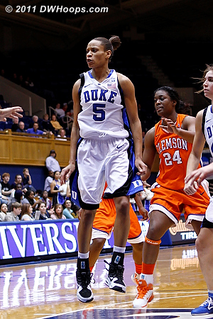 Jasmine Thomas after whipping a pass to Richa Jackson.  - Duke Tags: #5 Jasmine Thomas 