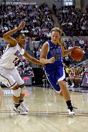 Tricia Liston drives on Maya Moore  - Duke Tags: #32 Tricia Liston 