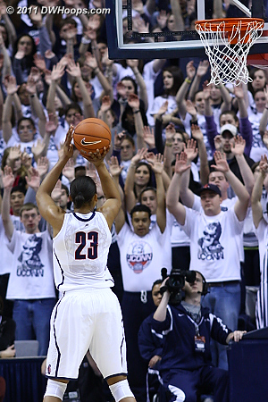 Maya Moore on the line, shooting towards some of the UConn-friendly 10,031 in attendance.  