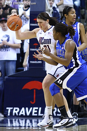Stefanie Dolson irritated after being tied up, arrow to Duke  