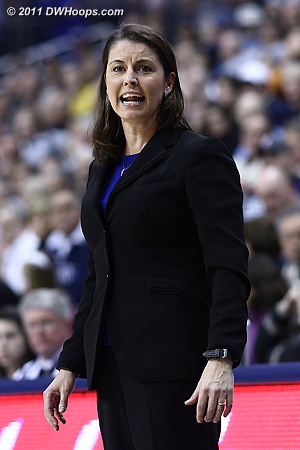 Coach P encourages the Duke press during a comeback spurt.  - Duke Tags: Joanne P. McCallie 