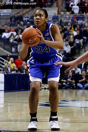 Krystal made one of two free throws, cutting the deficit back to 20.  - Duke Tags: #34 Krystal Thomas 