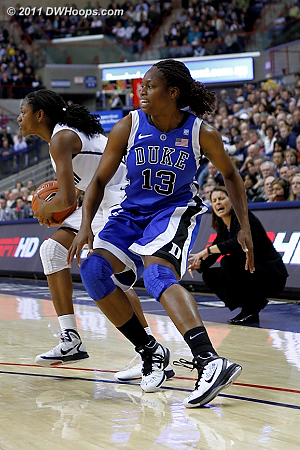 Tiffany Hayes turns over Karima  - Duke Tags: #13 Karima Christmas 