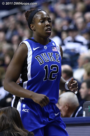 After a frustration foul, Chelsea heads to the bench  - Duke Tags: #12 Chelsea Gray 