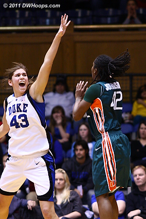 Johnson misses over Vernerey when the Canes really needed a bucket.  - Duke Tags: #43 Allison Vernerey 
