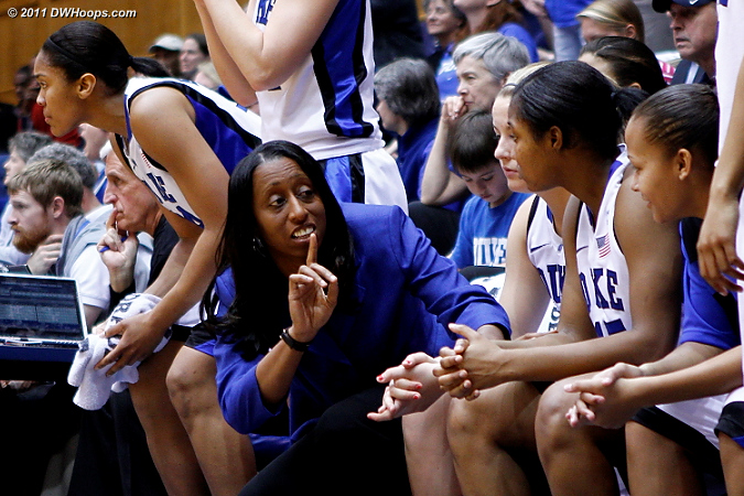 Samantha Williams makes a point on the Duke bench  - Duke Tags: Samantha Williams 