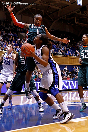 Karima Christmas draws a foul from Riquna Williams.  - Duke Tags: #13 Karima Christmas 