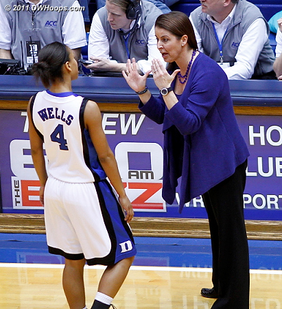 Coach P with some advice for Chloe Wells  - Duke Tags: Joanne P. McCallie 