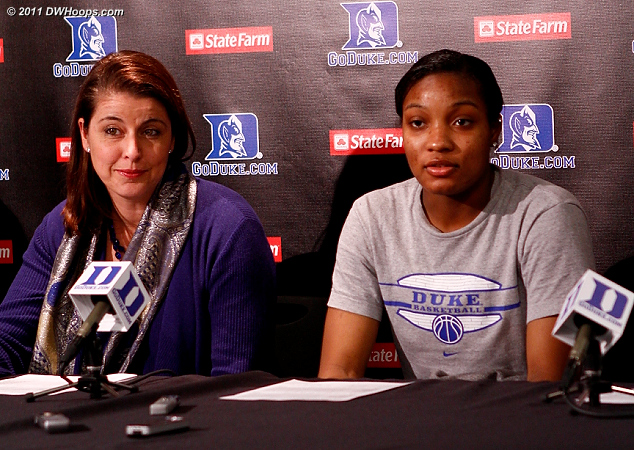 A happy Coach P and Richa  - Duke Tags: #15 Richa Jackson, Joanne P. McCallie 