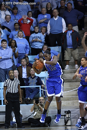 Chelsea Gray gets a defensive board with just under 7 seconds left in the game, Duke still down 62-60.