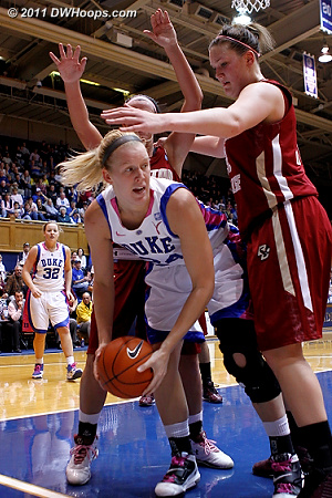 Scheer was then trapped on the baseline, but Duke got a quick timeout  - Duke Tags: #24 Kathleen Scheer 