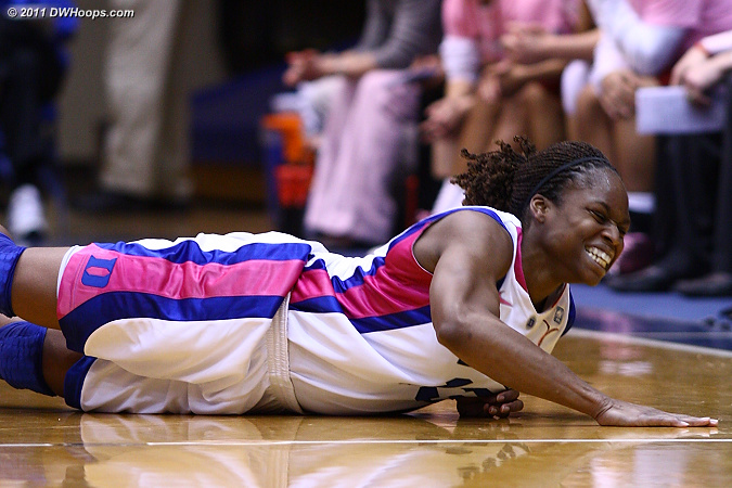 Karima Christmas swiped the ball from Kerri Shields, but lost it out of bounds.  - Duke Tags: #13 Karima Christmas 