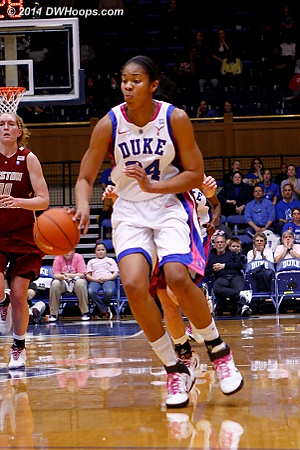 Krystal got a steal and dribbled down court, but had no outlet  - Duke Tags: #34 Krystal Thomas 