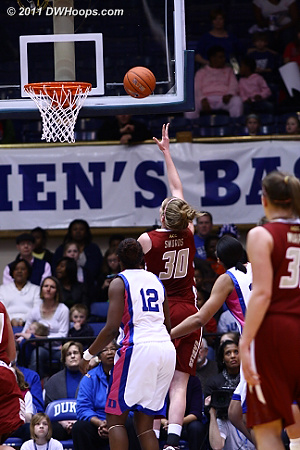 Swords was 2-2 in the first half - good looks, but her getting only two shots was a win for Duke  