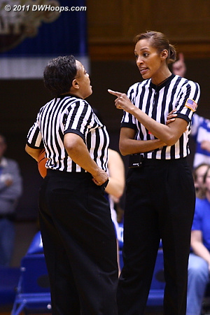 Angelica Suffren (right) and Bonita Spence confer during the final media timeout  