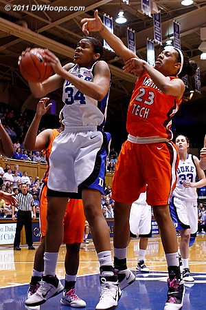 Krystal boarded the Christmas miss, but then threw it away.  - Duke Tags: #34 Krystal Thomas 