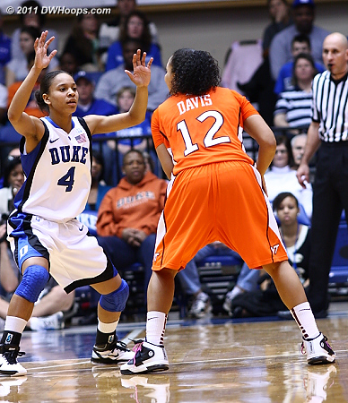 Chloe Wells guards Nikki Davis  - Duke Tags: #4 Chloe Wells 