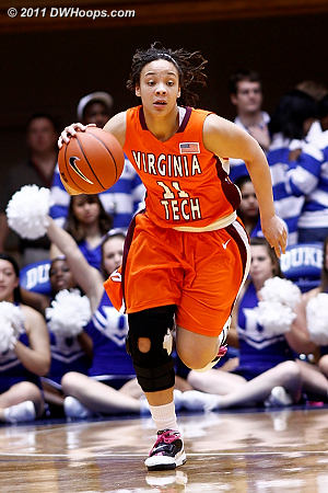 Off the Jackson turnover, Nikki Davis starts a Hokie fast break that would come up empty  