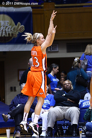 Alyssa Fenyn hit a corner three for Tech at the 18:06 mark, they wouldn't get another.  