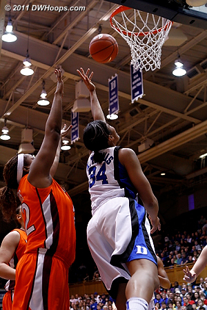 Krystal puts back her own miss  - Duke Tags: #34 Krystal Thomas 