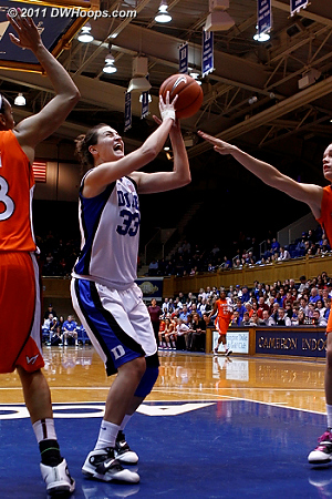 Haley Peters attacks the basket  - Duke Tags: #33 Haley Peters 