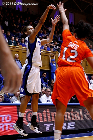 A corner trey from Jas put Duke up by double, 74-37  - Duke Tags: #5 Jasmine Thomas 