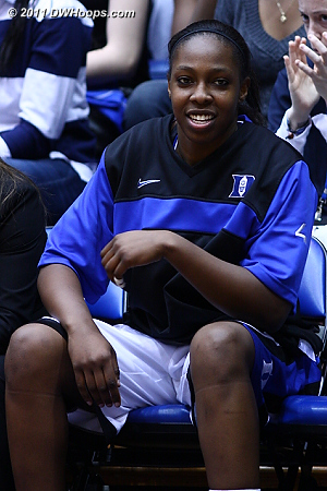 Chelsea was back on the bench for the second half, she got there on crutches  - Duke Tags: #12 Chelsea Gray 