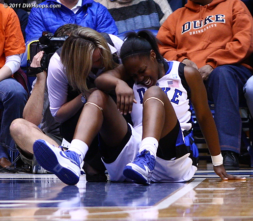 On the next play Gray committed her second foul and badly sprained her ankle  - Duke Tags: #12 Chelsea Gray 