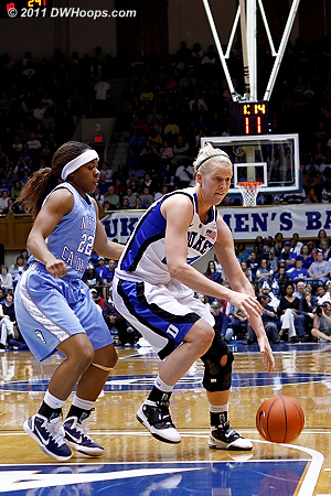 Kathleen Scheer puts it on the floor against Cetera Degraffenreid - a tough night for Scheer.