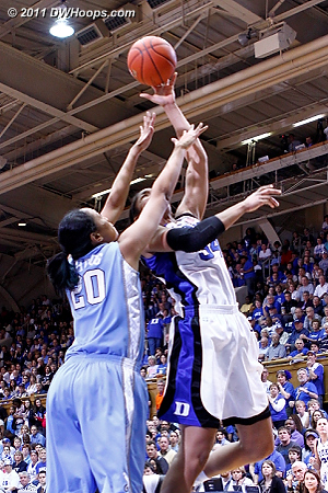 Krystal puts Duke up by two as the scoring is fast and furious  - Duke Tags: #34 Krystal Thomas 