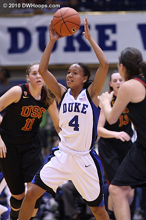 Chloe Wells pulls down the ball after forcing a USC turnover.  - Duke Tags: #4 Chloe Wells 