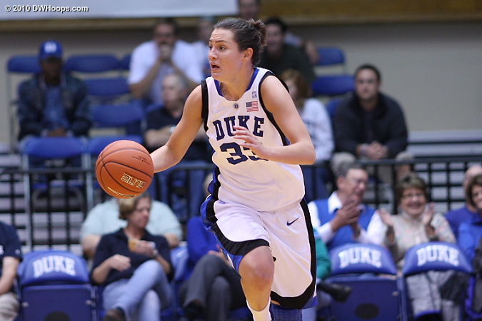 Haley Peters starts the Duke break.  - Duke Tags: #33 Haley Peters 