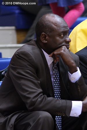 USC Head Coach Michael Cooper on the bench as his Women of Troy fall further behind.  