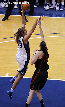 Allison Vernerey finishes a lefty hook.  - Duke Tags: #43 Allison Vernerey 